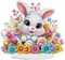 Easter Diamond Art Tabletop Kits, Flowers Rabbit Diamond Art Painting Desktop Ornaments for Adult, DIY Special Shaped Crystal Desk Placement Ornament for Home Decor